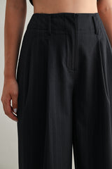 EMILIA MID-RISE PINTUCK STRAIGHT SUIT PANTS