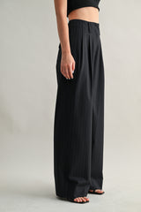 EMILIA MID-RISE PINTUCK STRAIGHT SUIT PANTS