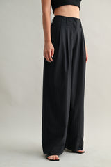 EMILIA MID-RISE PINTUCK STRAIGHT SUIT PANTS