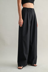 EMILIA MID-RISE PINTUCK STRAIGHT SUIT PANTS