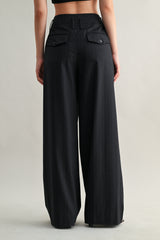 EMILIA MID-RISE PINTUCK STRAIGHT SUIT PANTS