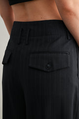 EMILIA MID-RISE PINTUCK STRAIGHT SUIT PANTS