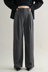 EMILIA MID-RISE PINTUCK STRAIGHT SUIT PANTS