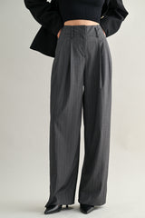 EMILIA MID-RISE PINTUCK STRAIGHT SUIT PANTS