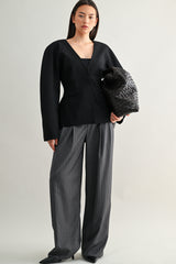 EMILIA MID-RISE PINTUCK STRAIGHT SUIT PANTS