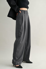 EMILIA MID-RISE PINTUCK STRAIGHT SUIT PANTS