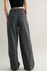 EMILIA MID-RISE PINTUCK STRAIGHT SUIT PANTS