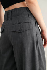 EMILIA MID-RISE PINTUCK STRAIGHT SUIT PANTS