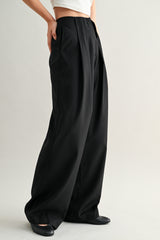 LEAH MID-RISE DOUBLE PLEATED WIDE LEG TROUSERS