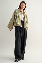 LEAH MID-RISE DOUBLE PLEATED WIDE LEG TROUSERS