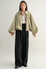 LEAH MID-RISE DOUBLE PLEATED WIDE LEG TROUSERS