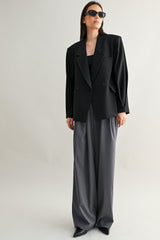 LEAH MID-RISE DOUBLE PLEATED WIDE LEG TROUSERS