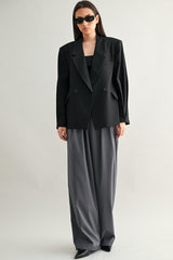 LEAH MID-RISE DOUBLE PLEATED WIDE LEG TROUSERS