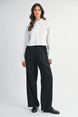 CYNTHIA PLATED HIGH WAISTED PANTS