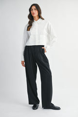 CYNTHIA PLATED HIGH WAISTED PANTS
