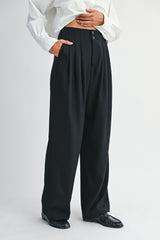 CYNTHIA PLATED HIGH WAISTED PANTS