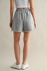 VIKI RELAXED COTTON FRAYED HEM SHORTS