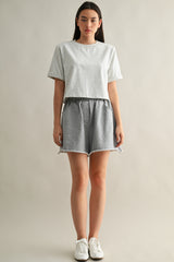 VIKI RELAXED COTTON FRAYED HEM SHORTS