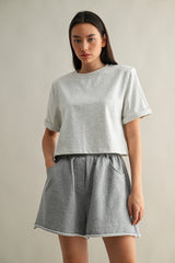 VIKI RELAXED COTTON FRAYED HEM SHORTS
