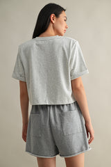 VIKI RELAXED COTTON FRAYED HEM SHORTS