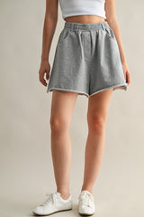 VIKI RELAXED COTTON FRAYED HEM SHORTS