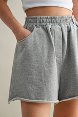 VIKI RELAXED COTTON FRAYED HEM SHORTS