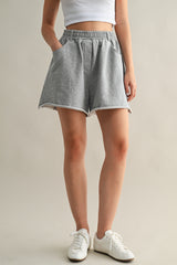 VIKI RELAXED COTTON FRAYED HEM SHORTS