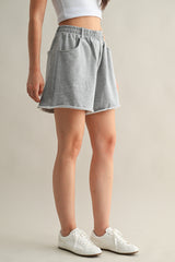 VIKI RELAXED COTTON FRAYED HEM SHORTS