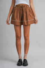 OLIVA PAPER BAG DETAIL WITH PIPING MINI SKIRT