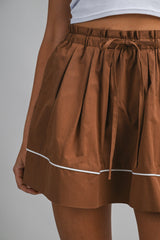 OLIVA PAPER BAG DETAIL WITH PIPING MINI SKIRT
