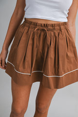 OLIVA PAPER BAG DETAIL WITH PIPING MINI SKIRT