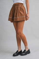 OLIVA PAPER BAG DETAIL WITH PIPING MINI SKIRT