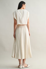 ANAIS PLEAT DETAIL CROP TOP AND MIDI SKIRT SET