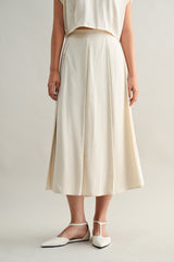 ANAIS PLEAT DETAIL CROP TOP AND MIDI SKIRT SET