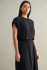 ANAIS PLEAT DETAIL CROP TOP AND MIDI SKIRT SET