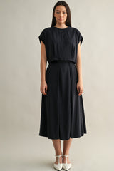 ANAIS PLEAT DETAIL CROP TOP AND MIDI SKIRT SET