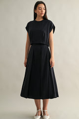 ANAIS PLEAT DETAIL CROP TOP AND MIDI SKIRT SET