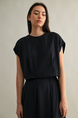 ANAIS PLEAT DETAIL CROP TOP AND MIDI SKIRT SET