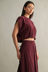 ANAIS PLEAT DETAIL CROP TOP AND MIDI SKIRT SET