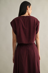 ANAIS PLEAT DETAIL CROP TOP AND MIDI SKIRT SET