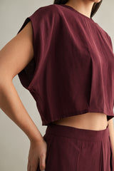ANAIS PLEAT DETAIL CROP TOP AND MIDI SKIRT SET