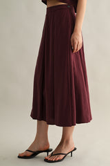 ANAIS PLEAT DETAIL CROP TOP AND MIDI SKIRT SET