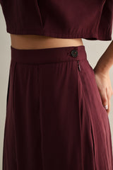 ANAIS PLEAT DETAIL CROP TOP AND MIDI SKIRT SET