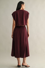 ANAIS PLEAT DETAIL CROP TOP AND MIDI SKIRT SET