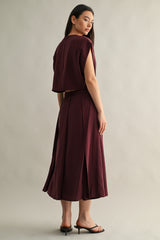 ANAIS PLEAT DETAIL CROP TOP AND MIDI SKIRT SET
