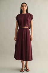 ANAIS PLEAT DETAIL CROP TOP AND MIDI SKIRT SET