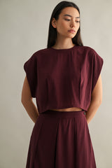 ANAIS PLEAT DETAIL CROP TOP AND MIDI SKIRT SET
