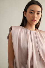 KAMARI SHOULDER PADDED PLEAT DRETAIL SLEEVELESS TOP