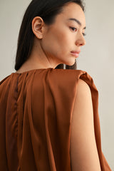 KAMARI SHOULDER PADDED PLEAT DRETAIL SLEEVELESS TOP