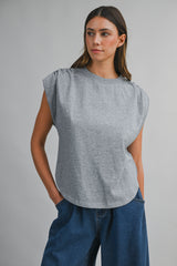 ALEXANDRA MUSCLE SLEEVE SHIRRING TOP